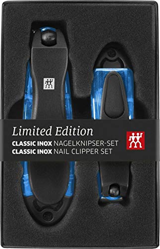 ZWILLING nail clippers gift set 2 pieces with nail catcher and integrated nail file, Extra sharp and durable, Blue