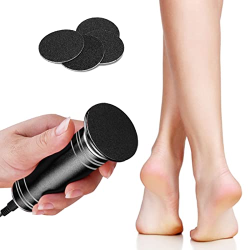Upgrade Electronic Foot File Grinder (Speed Adjustable) with 60pcs Replacement Sandpaper Disk, krofaue Electric Callus Remover Professional Pedicure Tool for Men Women Dead Cracked Hard Skin Calluses