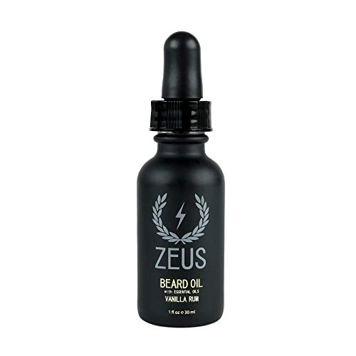 ZEUS Natural Beard Oil, Premium Conditioning Beard Oil to Soften Beard & Mustache – MADE IN USA (Vanilla Rum) 1 oz.