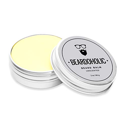 Beardoholic Beard Balm – 100% Natural with Strong Hold That Lasts All Day - Shapes and Styles Beard with Ease – Eliminate Beard Itch and Dandruff –Unscented, 2 oz or 60 g Size of Container