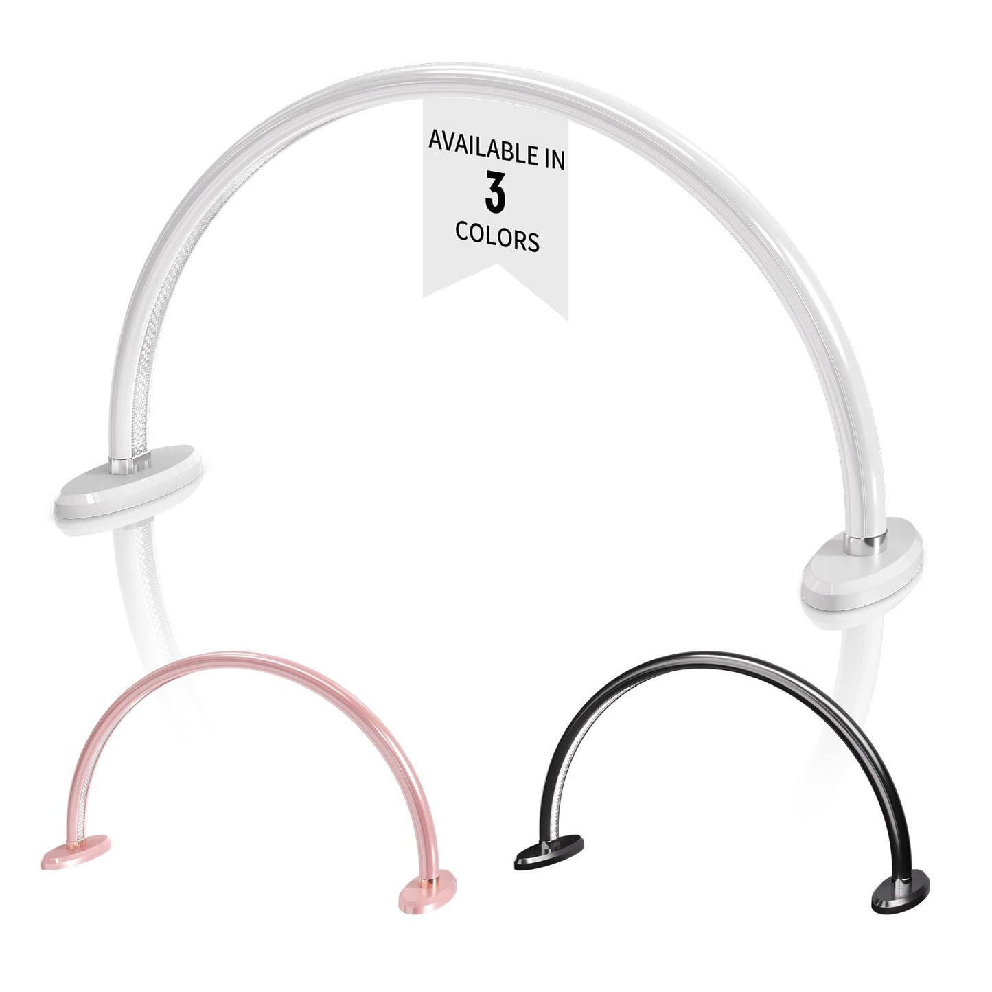 welltell Desk Half Moon Nail Light for Personal Daily Use, Stepless Dimming Half Moon Lamp, 3 Color Temperature Nail Desk Lamp, Manicure Light for Table 16.3" Lx4.7 Wx8.9 H (White)