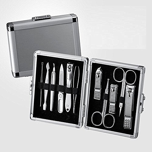 World No.1 THREE SEVEN 777 Manicure Pedicure All-in-One Grooming Kit - Nail Clippers (11 PC, TS-16000VC) Hard Case International Version (Silver)