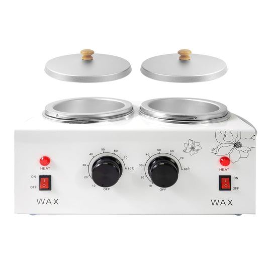 1.2L Double Portable Wax Warmer Machine for Painless Hair Removal, Women Men Professional Wax Heater with Adjustable Temperature Set,40pcs Wax Sticks