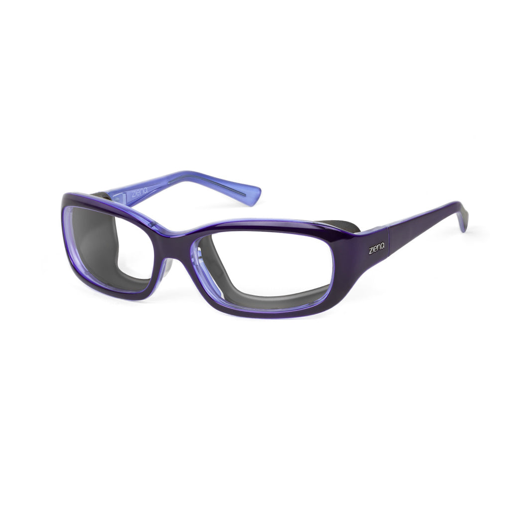 Ziena Verona in Lilac Frame with Black Eyecup and Clear Lens profile view