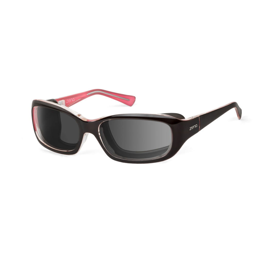 Ziena Verona in Rose Frame with Black Eyecup and Grey Lens profile view