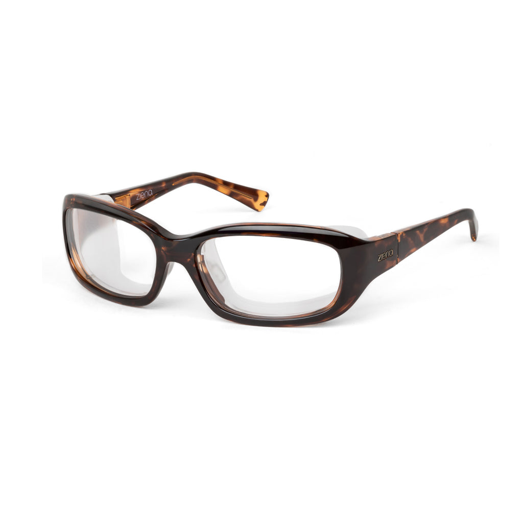 Ziena Verona in Tortoise Frame with Frost Eyecup and Clear Lens profile view